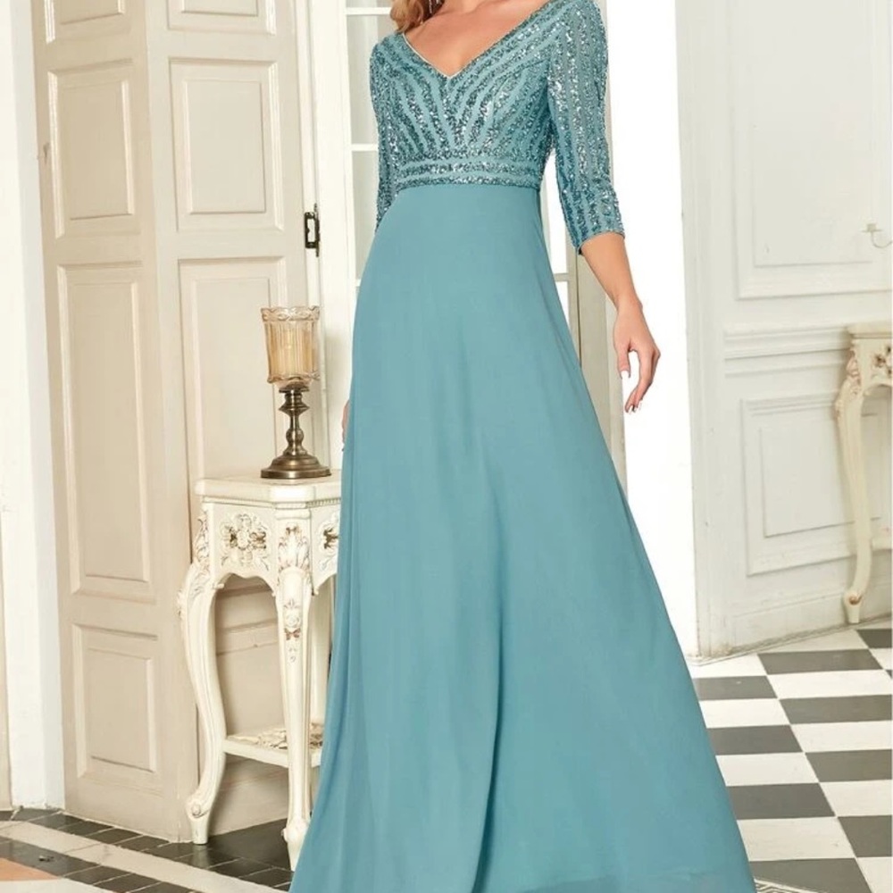 Ever-pretty Contrast Sequin Chiffon Prom Dress